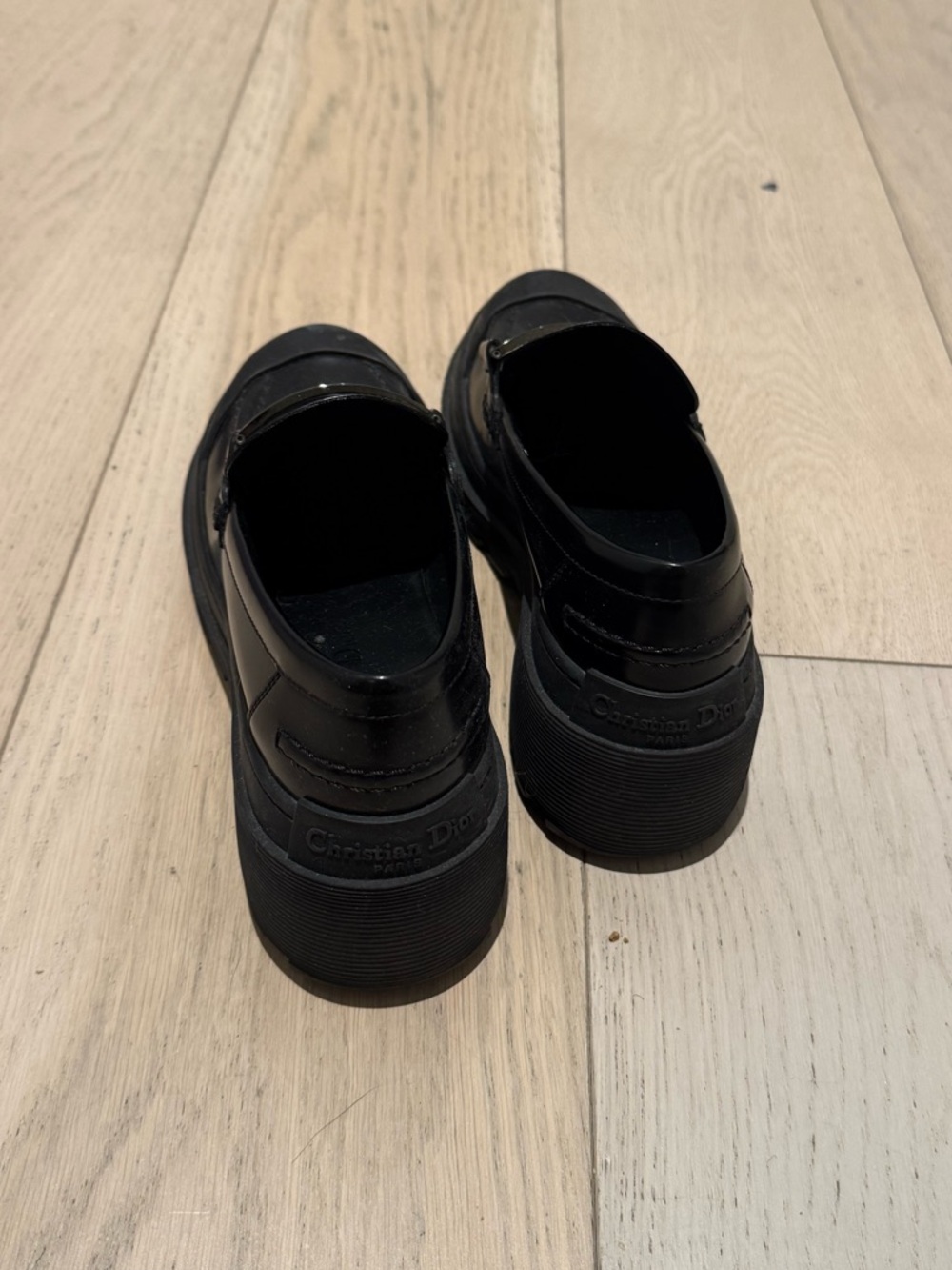 DIOR Black Patent Leather Loafers with Logo Strap - Picture 5 of 5
